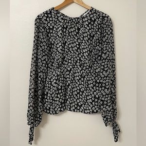 Topshop black and white floral blouse